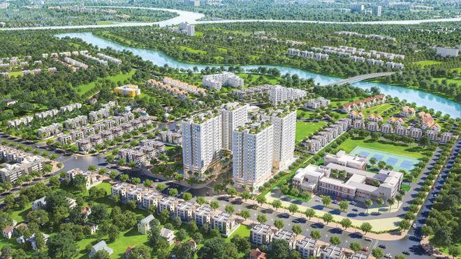 Phối cảnh toàn dự án chung cư An Bình HomeLand. Biệt thự, liền kề và 4 tòa cao tầng